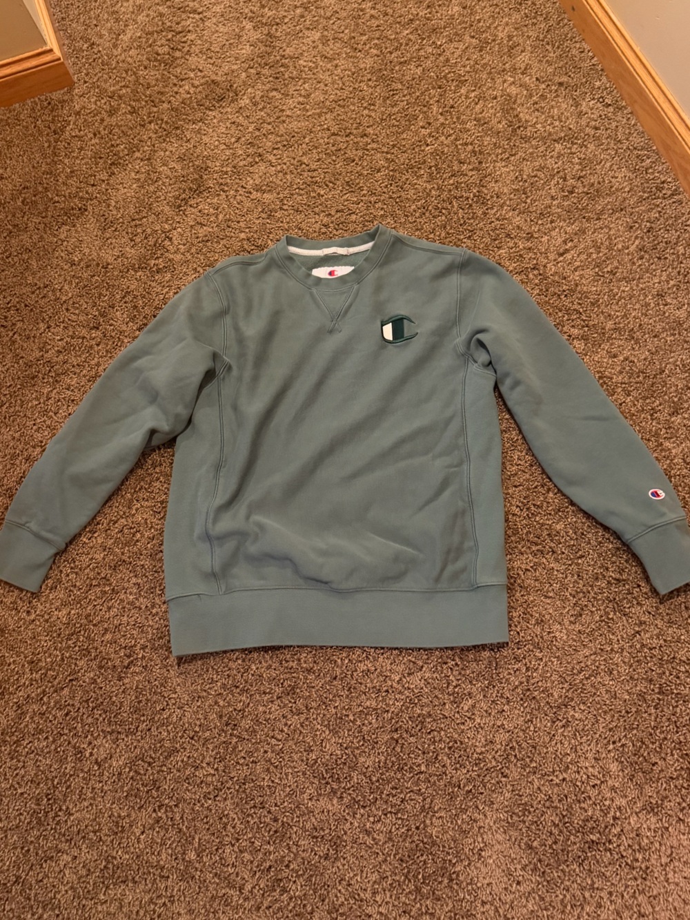 Champion Olive Green Fleece-Lined Crewneck Sweatshirt